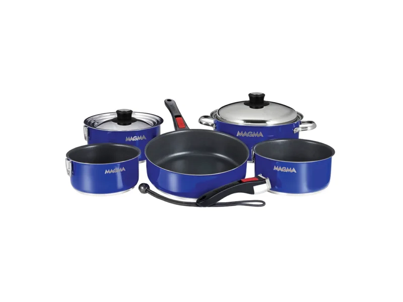 Magma Nestable 10 Piece Induction Non-Stick Enamel Finish Cookware Set - Cobalt Blue