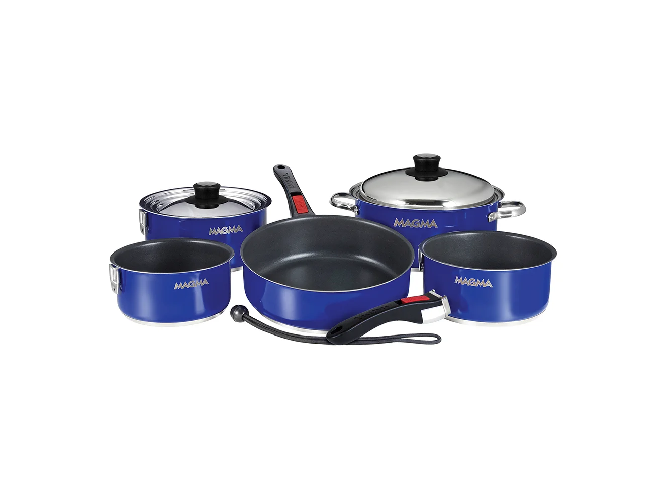 Magma Nestable 10 Piece Induction Non-Stick Enamel Finish Cookware Set - Cobalt Blue
