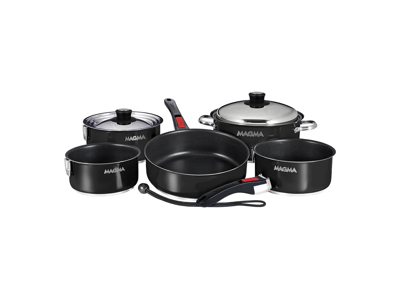 Magma Nestable 10 Piece Induction Non-Stick Enamel Finish Cookware Set - Jet Black
