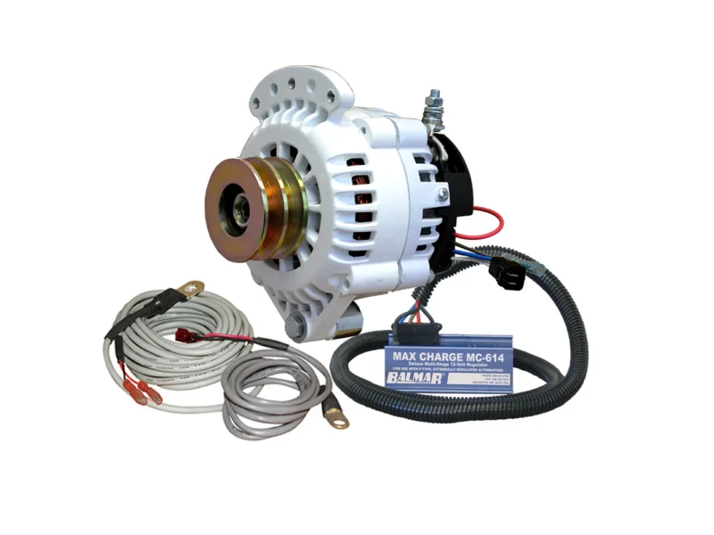 Balmar Alternator 100 AMP Kit 12V 1-2" Single Foot Spindle Mount Dual Vee Pulley Regulator & Temp Sensor