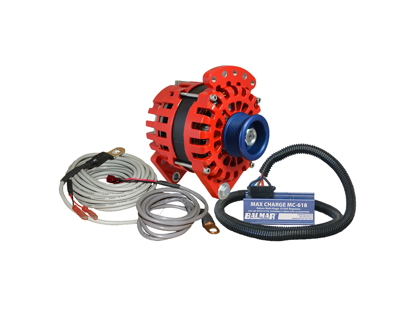 Balmar Alternator 170 AMP Kit 12V 3.15" Dual Foot Saddle J10 Pulley Regulator & Temp Sensor