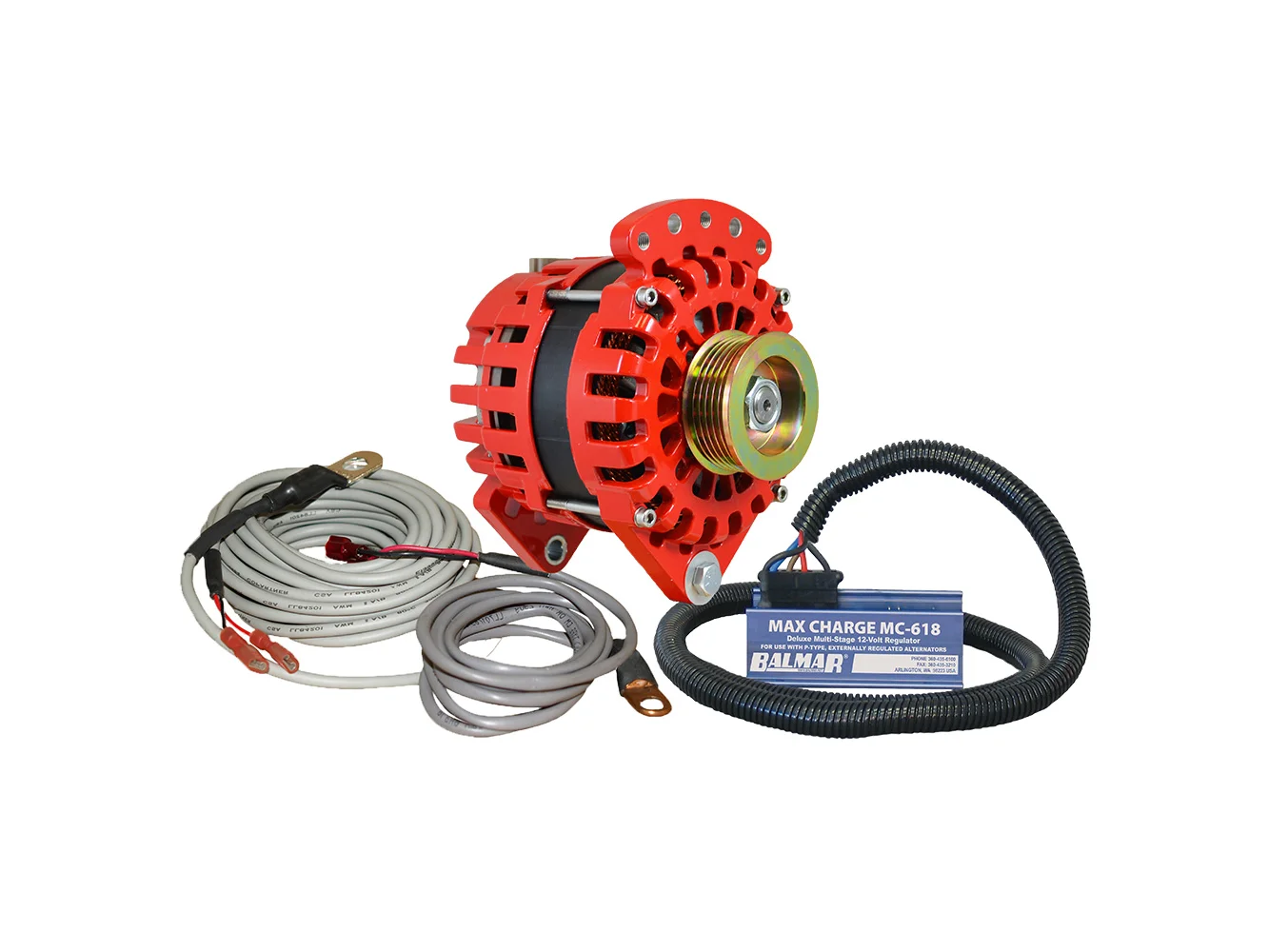 Balmar Alternator 170 AMP Kit 12V 3.15" Dual Foot Saddle K6 Pulley Regulator & Temp Sensor