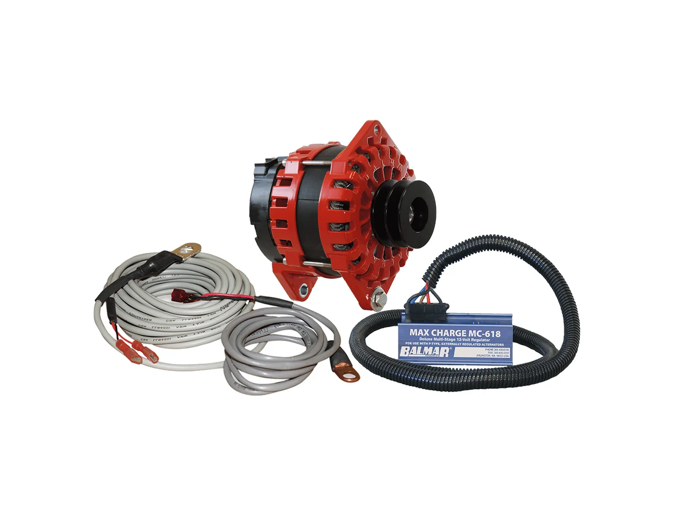 Balmar Alternator 250 AMP Kit 12V 3.15" Dual Foot Saddle Dual Vee Pulley Regulator & Temp Sensor