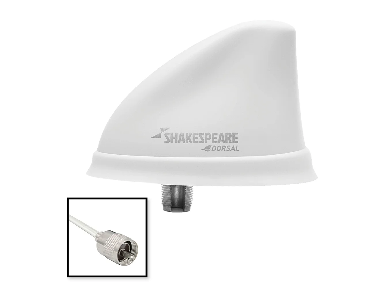 Shakespeare Dorsal Antenna White Low Profile 26' RGB Cable w/PL-259