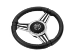 Schmitt Marine PU30 14" Wheel - Chrome Cap & Spoke Inserts - Black Spokes - 3/4" Tapered Shaft