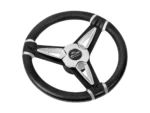 Schmitt Marine PU50 14" Wheel - Chrome Cap & Spoke Inserts - Black Spokes - 3/4" Tapered Shaft
