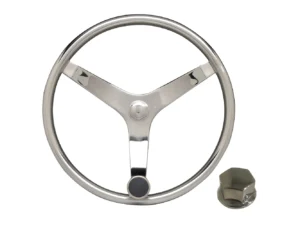 Uflex - V46 - 13.5" Stainless Steel Steering Wheel w/Speed Knob & Chrome Nut