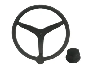 Uflex - V46 - 13.5" Stainless Steel Steering Wheel w/Speed Knob & Chrome Nut - Black