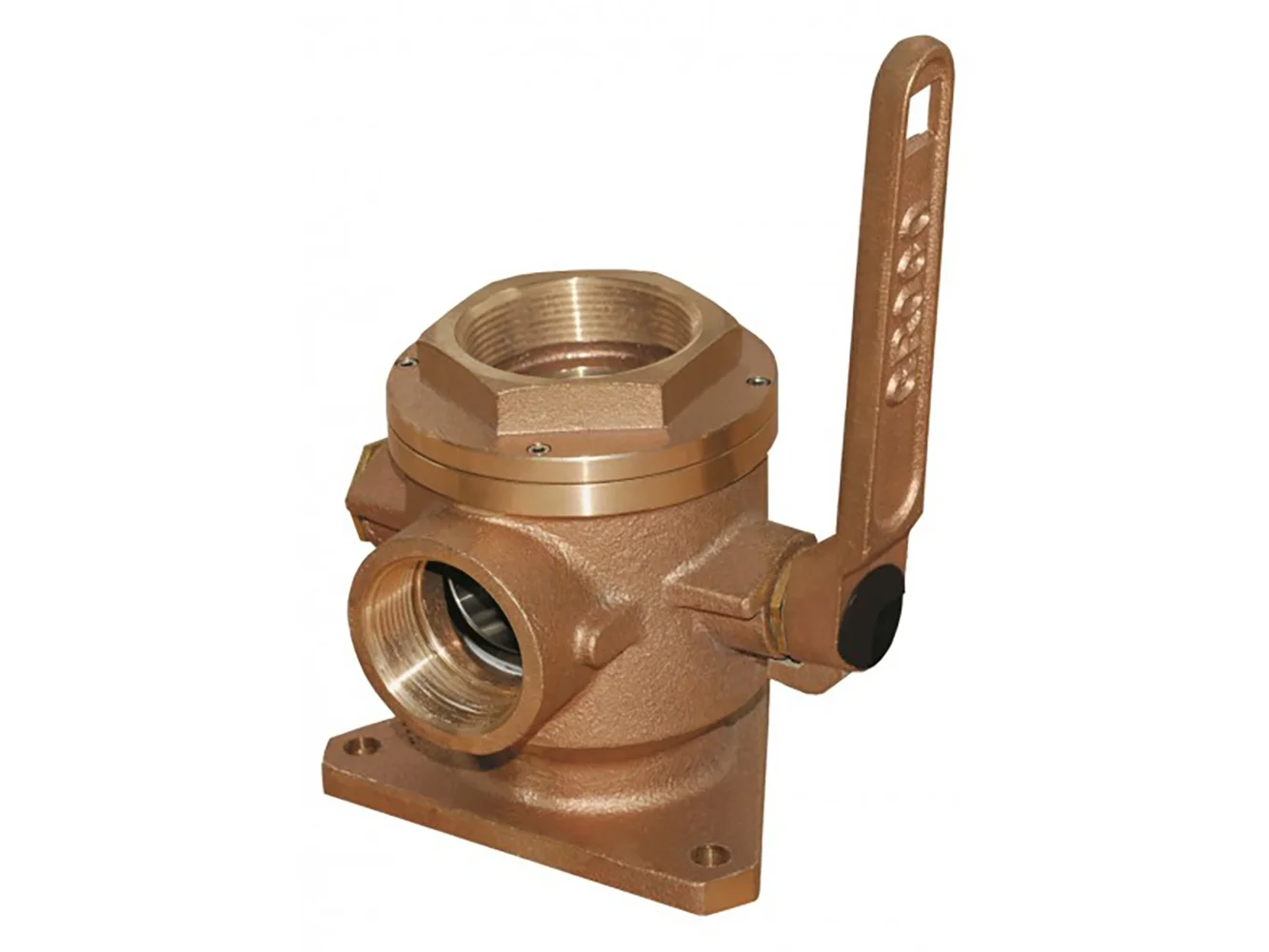GROCO 4" Bronze Flanged Seacock & Adaptor w/3" NPT Side Port