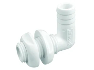 Attwood White Plastic 90 Degree Thru-Hull Connector - 3/4" Inner Diameter