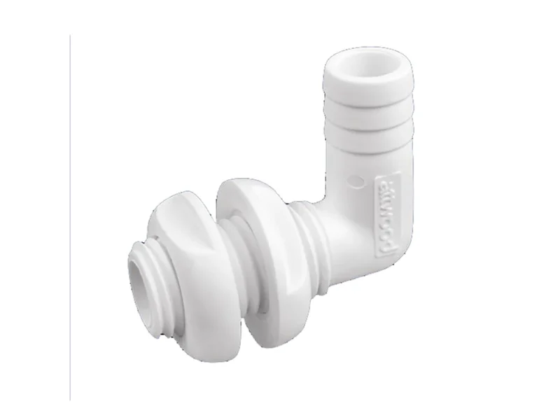 Attwood White Plastic 90 Degree Thru-Hull Connector - 1-1/8" Inner Diameter