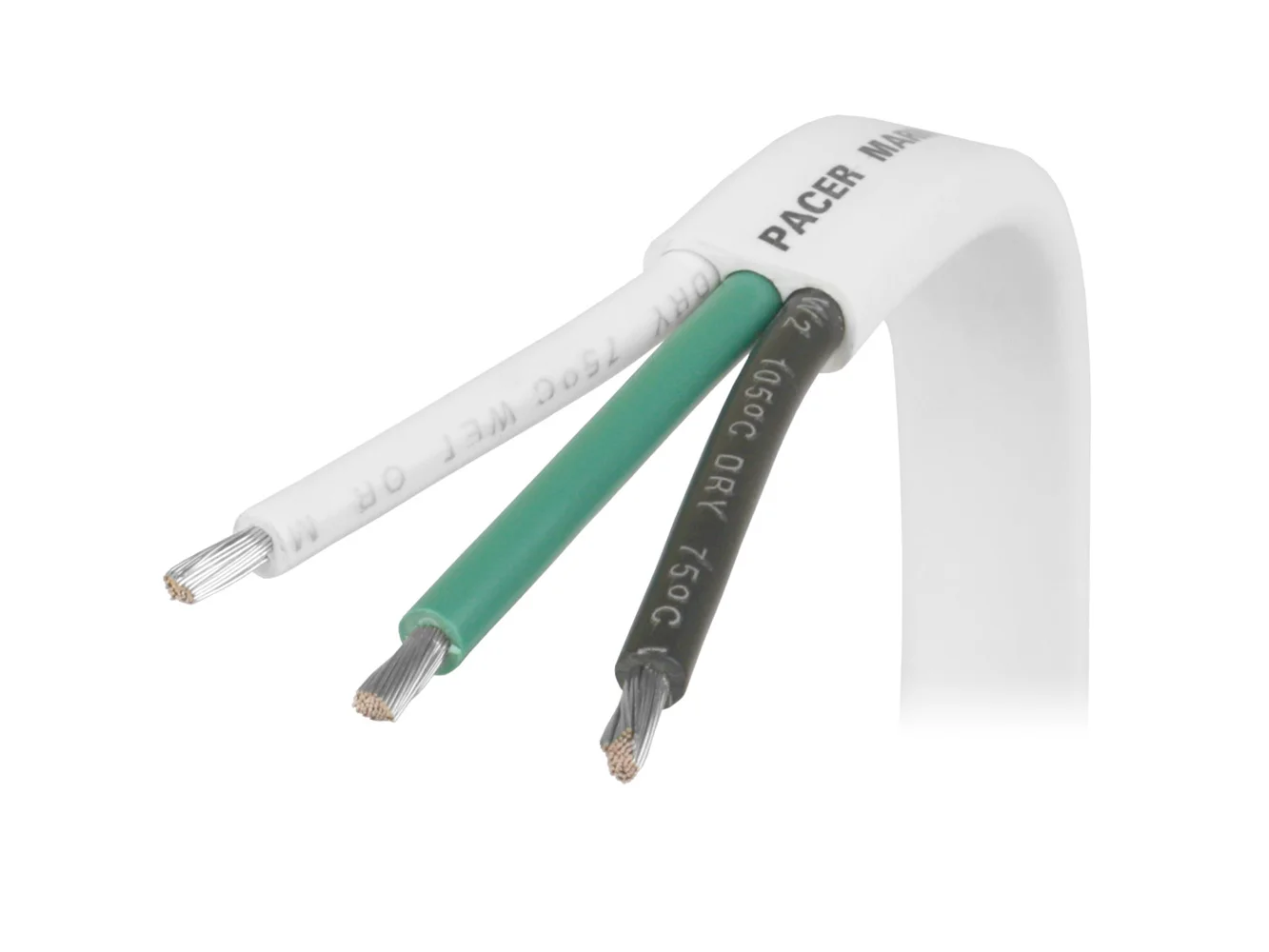 Pacer 6/3 AWG Triplex Cable - Black/Green/White - Sold By The Foot