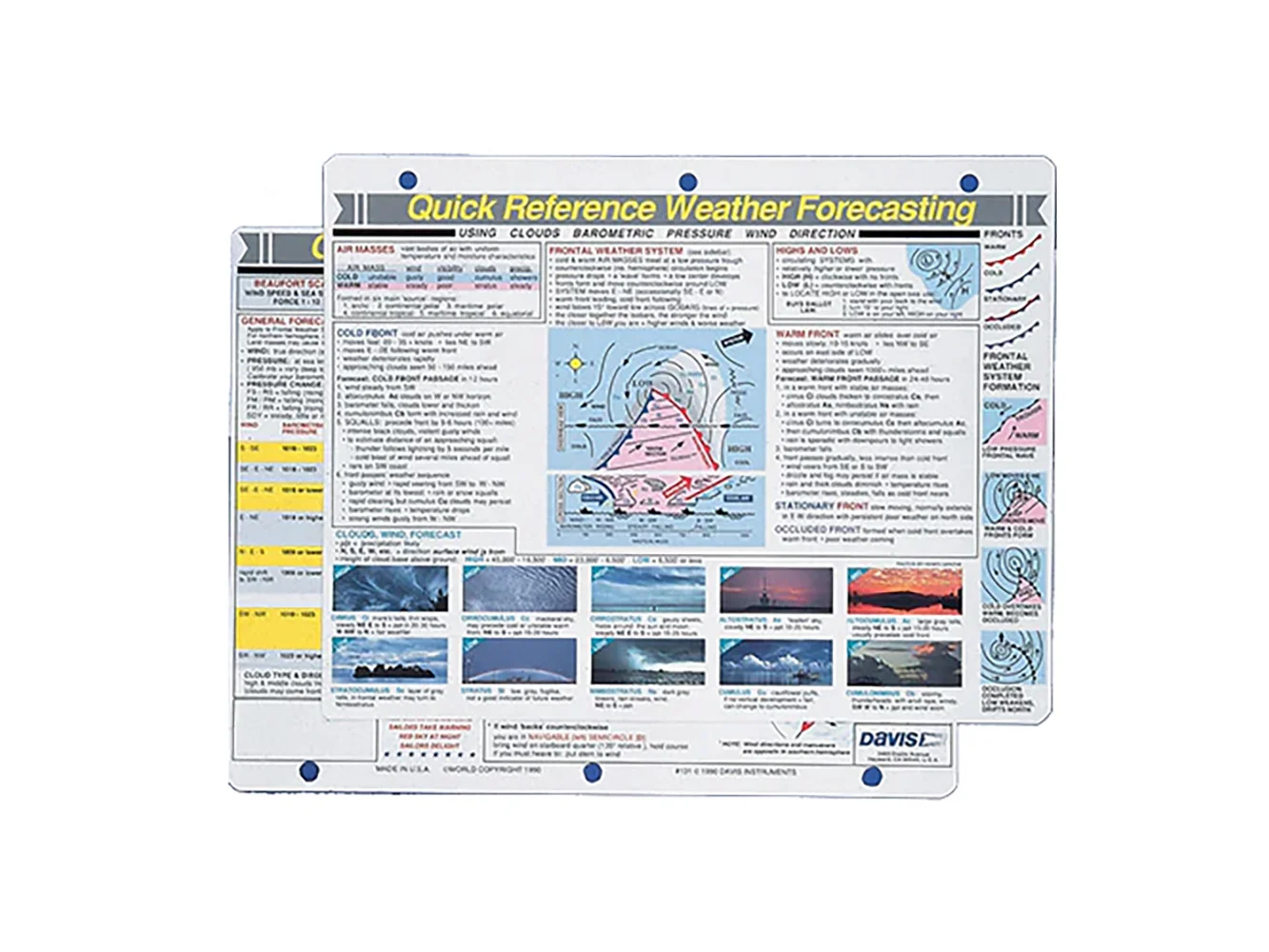 Davis Quick Reference Weather Forecasting Card