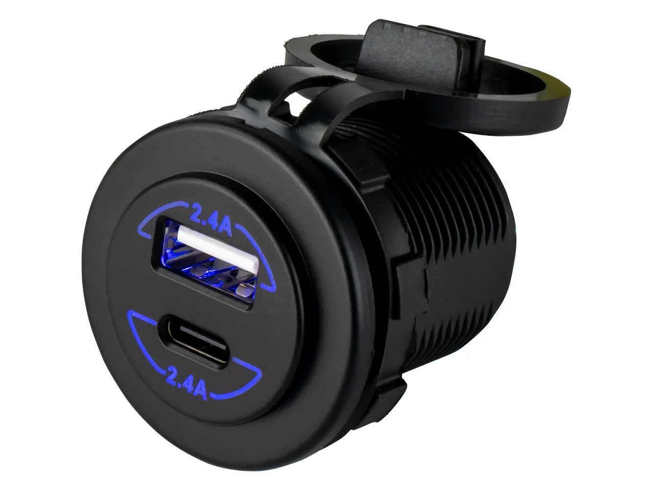 Sea-Dog Round Dual USB & USB-C Power Socket