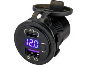 Sea-Dog Round USB & USB-C Power Socket w/Hidden Voltmeter