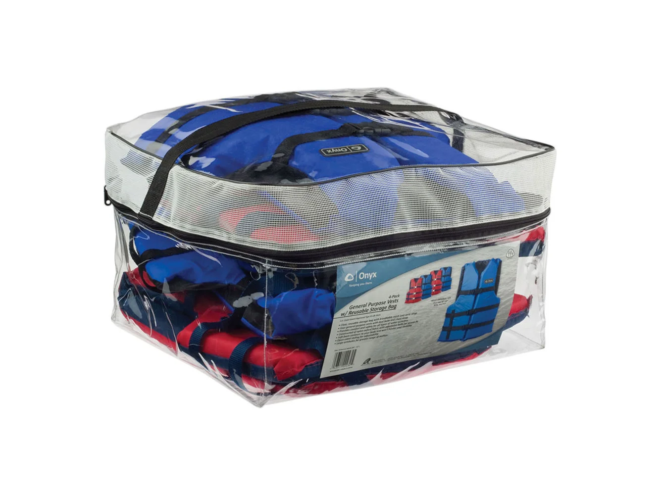 Onyx Adult General Purpose Life Vests - 4-Pack (2 Red, 2 Blue)