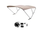 SureShade Battery Powered Bimini - Clear Anodized Frame & Beige Fabric