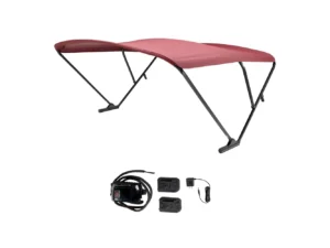 SureShade Battery Powered Bimini - Black Anodized Frame & Burgundy Fabric