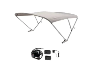 SureShade Battery Powered Bimini - Clear Anodized Frame & Grey Fabric