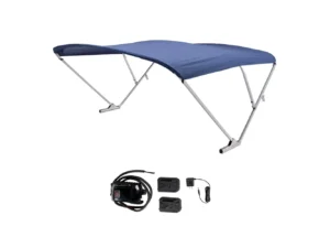 SureShade Battery Powered Bimini - Clear Anodized Frame & Navy Fabric