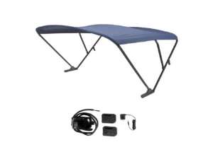 SureShade Battery Powered Bimini - Black Anodized Frame & Navy Fabric