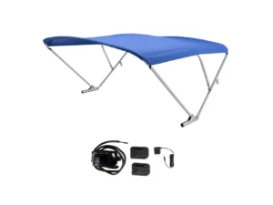 SureShade Battery Powered Bimini - Clear Anodized Frame & Pacific Blue Fabric