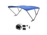 SureShade Battery Powered Bimini - Black Anodized Frame & Pacific Blue Fabric