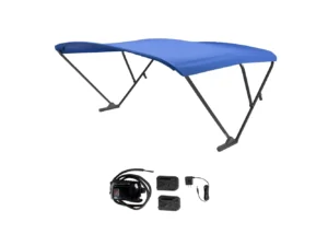 SureShade Battery Powered Bimini - Black Anodized Frame & Pacific Blue Fabric