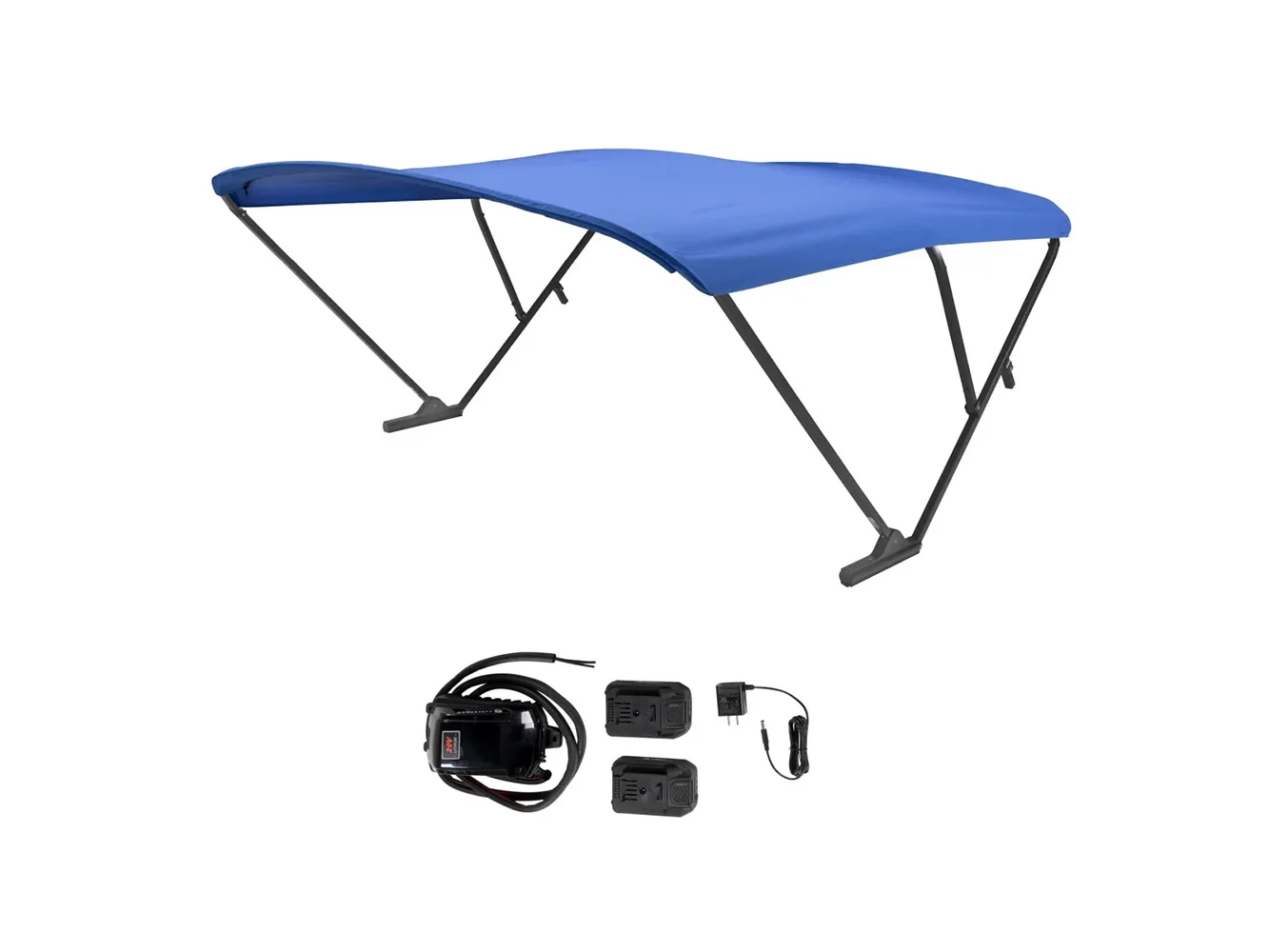 SureShade Battery Powered Bimini - Black Anodized Frame & Pacific Blue Fabric