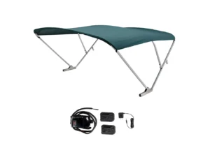 SureShade Battery Powered Bimini - Clear Anodized Frame & Green Fabric