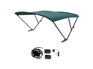 SureShade Battery Powered Bimini - Black Anodized Frame & Green Fabric