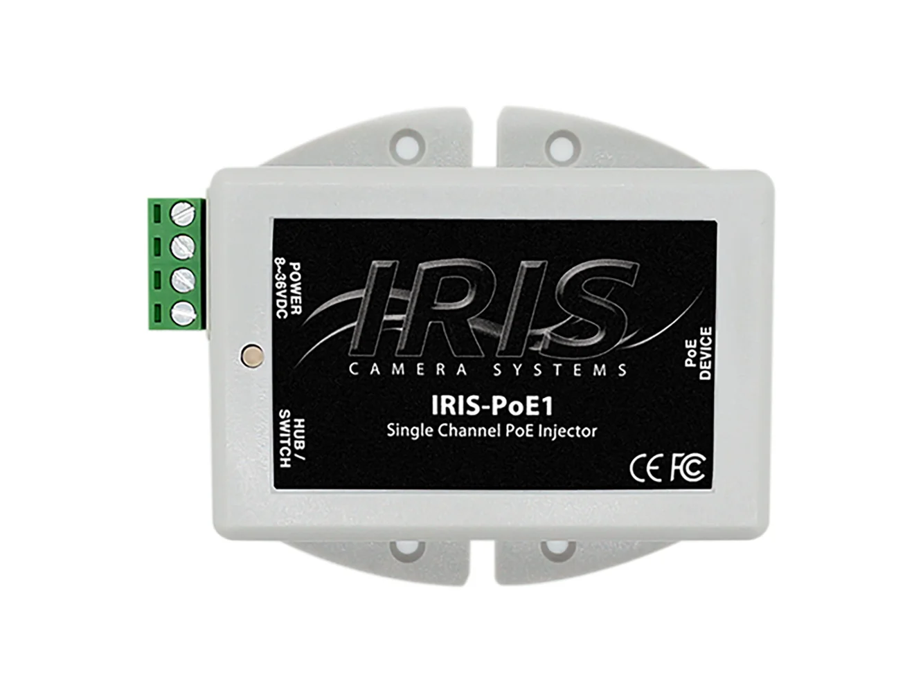 Iris Single Channel PoE Injector - 8-36VDC Input Voltage & 48VDC Output