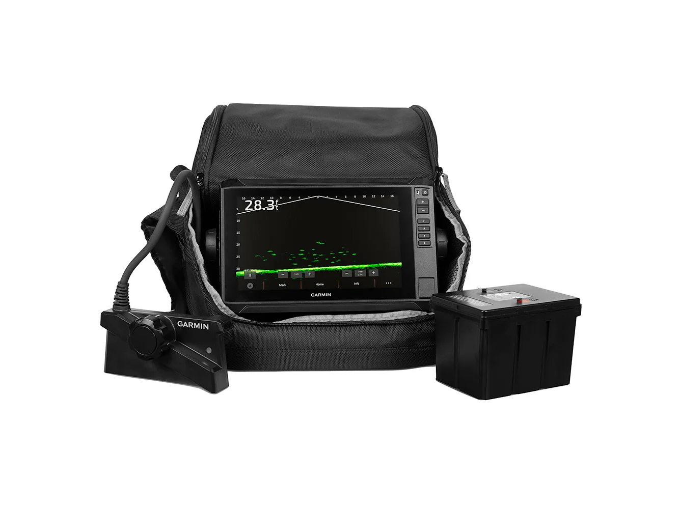 Garmin ECHOMAP™ UHD2 93SV LiveScope™ Plus Ice Fishing Bundle LI w/ECHOMAP™ UHD2 93sv, LiveScope Plus System & Lithium-ion Battery